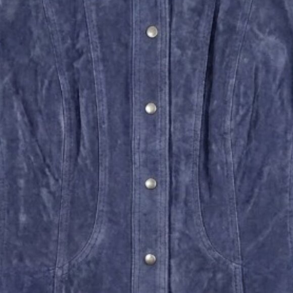 Coldwater Creek Women's Dark Navy Genuine Suede Leather Shirt Jacket XL - Picture 8 of 13